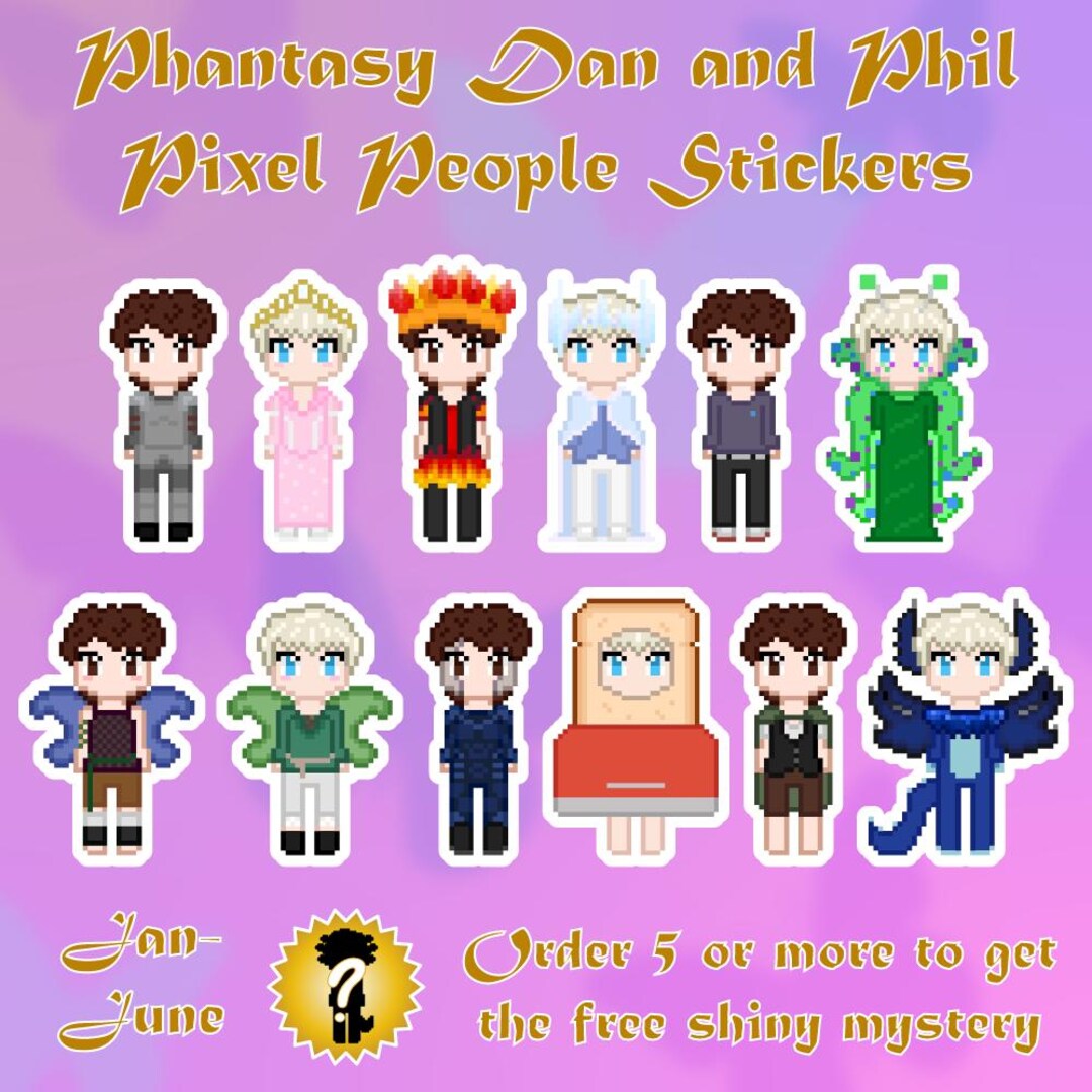 Phil Cons Sticker Phantasy Dan and Phil Pixel Stickers Jan-june - Etsy