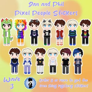Dan et Phil Pixel Stickers Vague 3