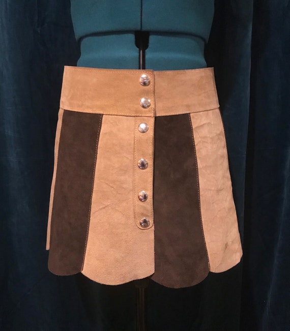 1960s suede micro mini skirt