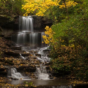 West Milton Cascades, Ohio, Fall, autumn, waterfall, fall color, waterfall print, cascades print, Ohio print, West Milton, Ohio