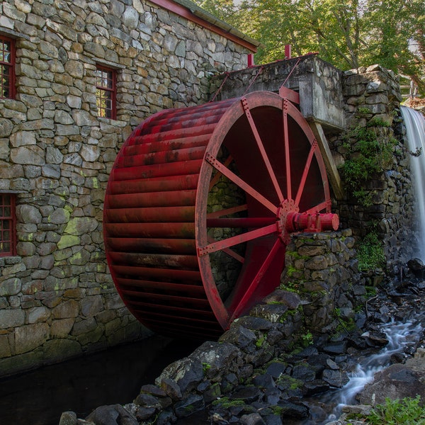 Wayside Creek grist mill, Massachussetts Print, old mill print, Fall, gristmill print, landscape, mill, grist mill, old mill, Sudbury