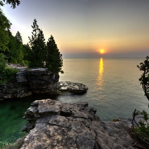 Door county, Wisconsin, sunrise, door county sunrise, door county photo, door county wall art, Cave Point County park, Door county landscape