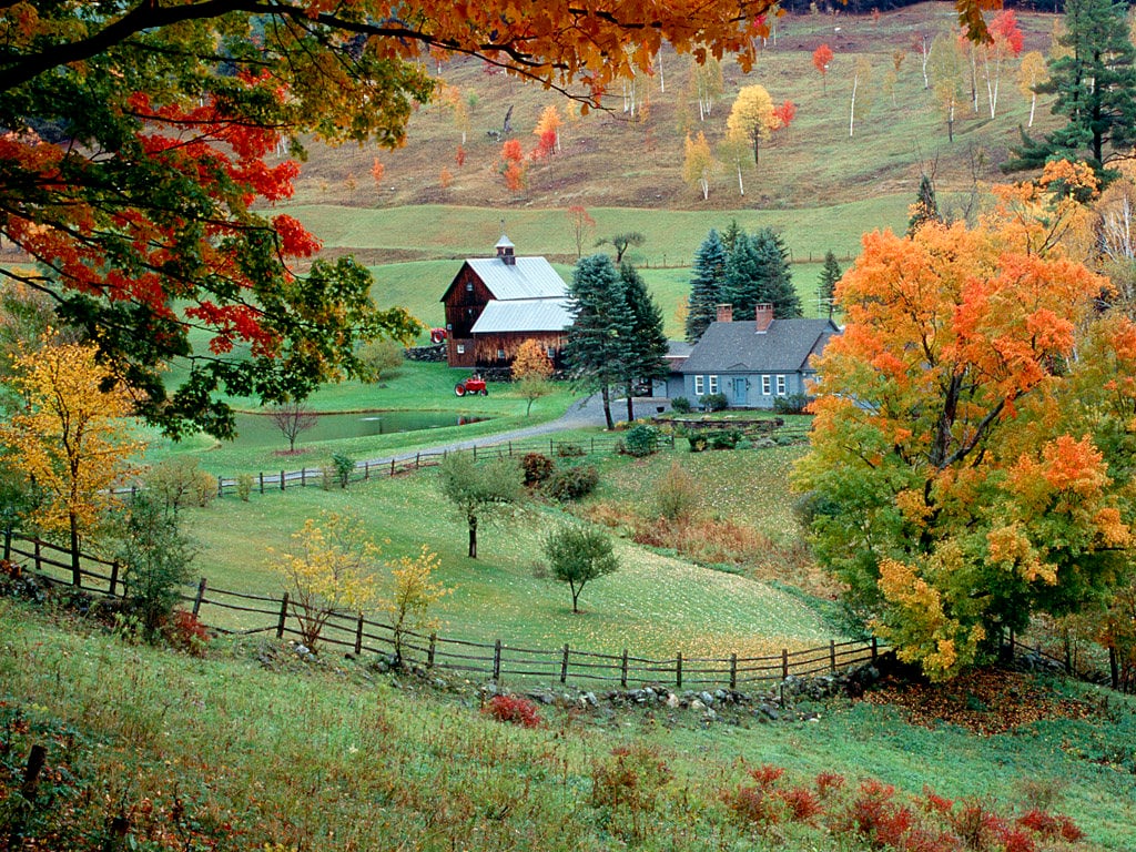 Vermont Farm, Vermont, Farm Print, Farm Art Print, Fall Farm, Fall