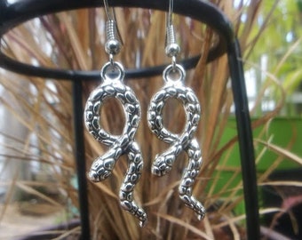 Silver Snake Earrings || Silver Serpent Earrings
