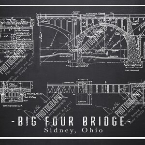 Big Four Bridge 26x30 Two digital Download file: Both (One Black or One Blue paper)