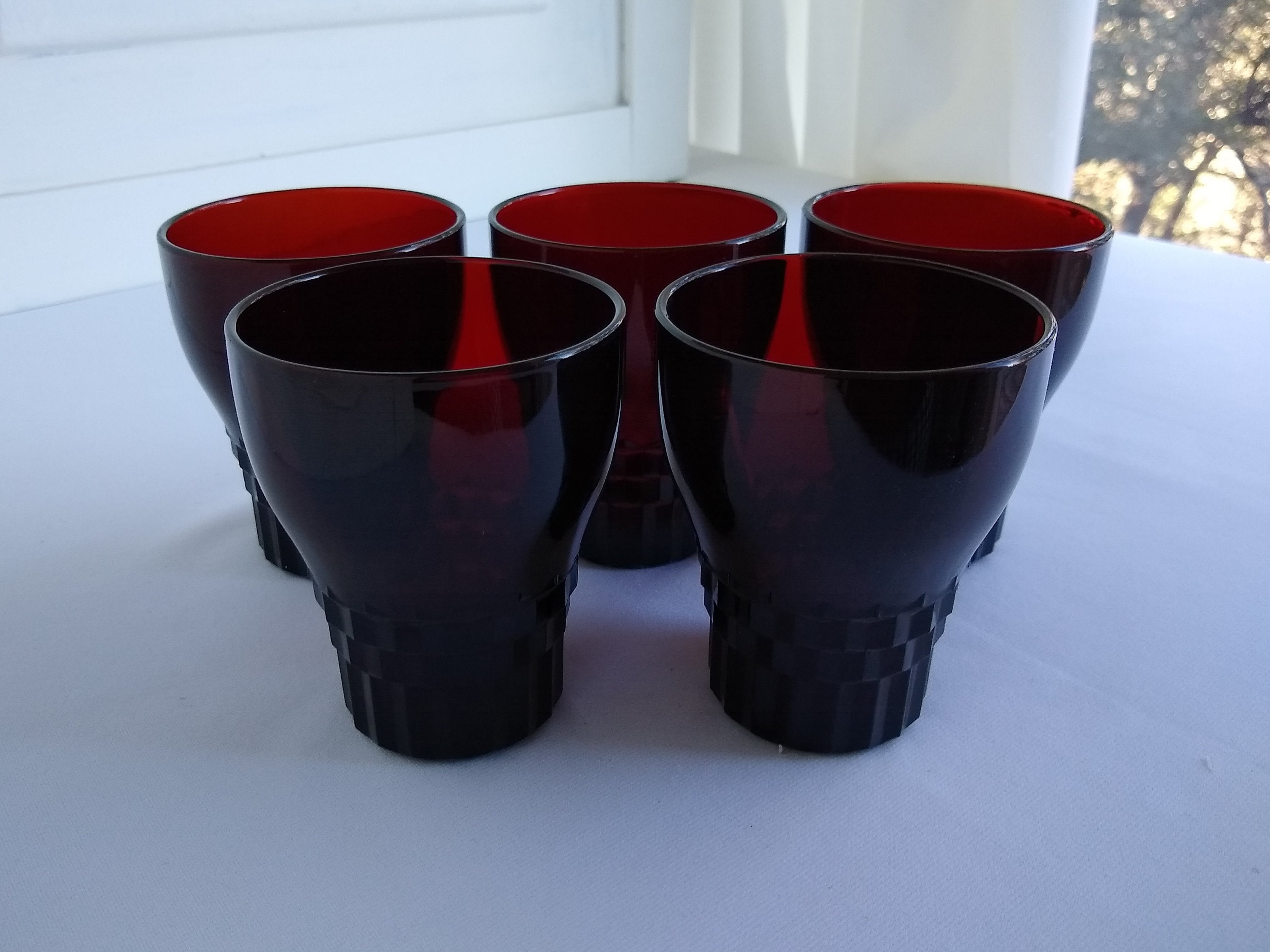 Set of 4-5 Ounce Juice Glasses Royal Ruby Anchor Hocking Windsor Tumblers