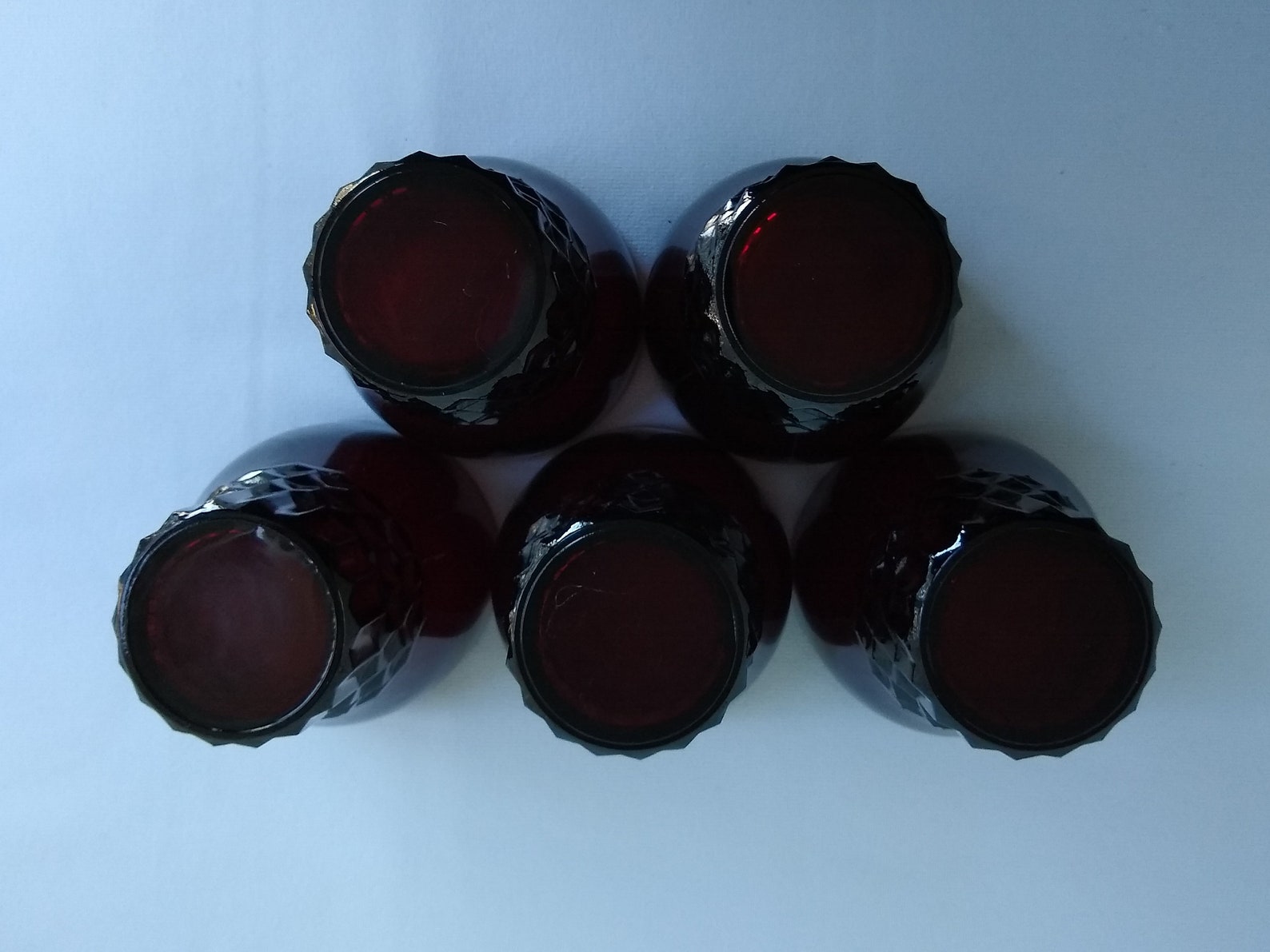 5 Windsor Royal Ruby Glasses Anchor Hocking Red Cube Base Etsy