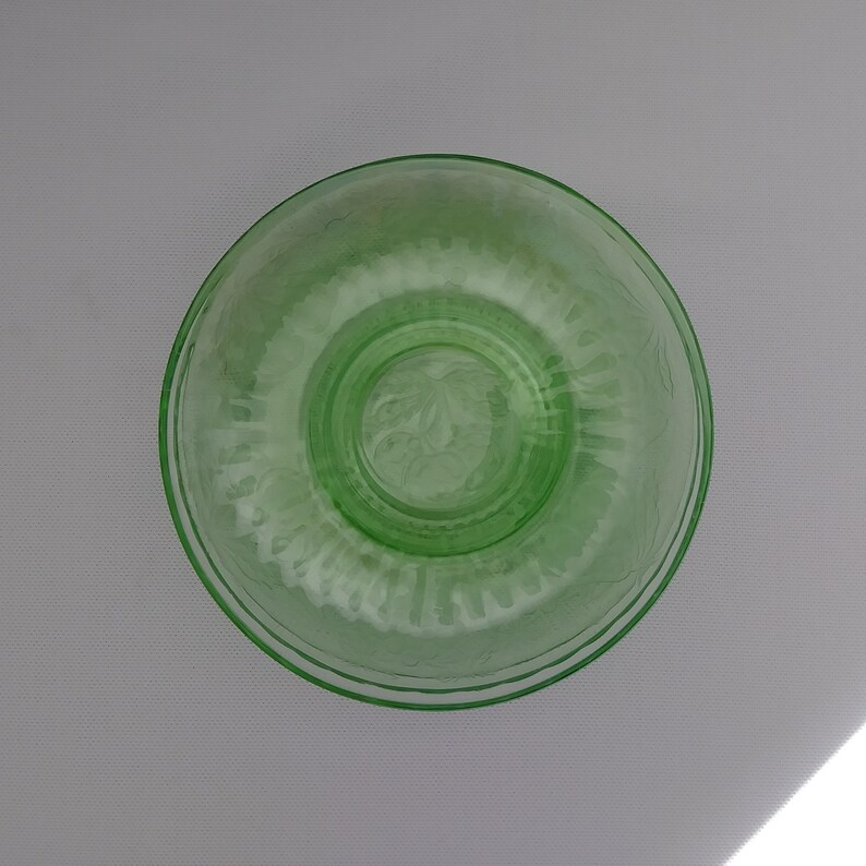 Vintage Hazel Atlas Fruits Saucers 1930/'s 3 Green Depression Glass Saucers