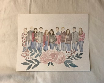 8x10 Watercolor Family Picture (No Outline)