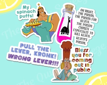 New Groove, Kronk, Yzma, Kuzco Waterproof Vinyl Stickers