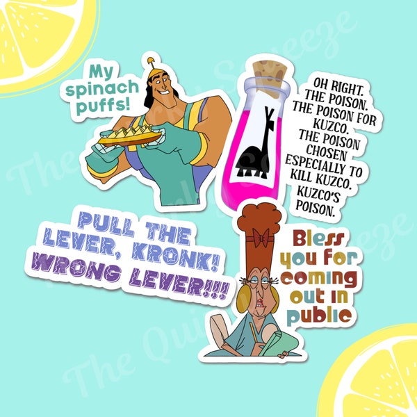 Nieuwe Groove, Kronk, Yzma, Kuzco waterdichte vinylstickers