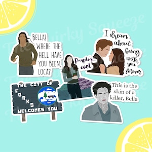 Edward and Bella Illustration Vinyl Waterproof Sticker, Vampire Movie, Skin of a Killer, Where The Hell Have You Been Loca, Edward Stickers
