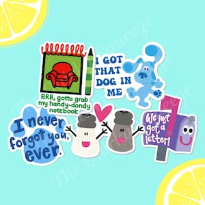 Blues Clues Show Inspired Waterproof Vinyl Stickers, Nostalgic TV Stickers, Throwback Stickers, Clues Stickers, Steve Blues Clues