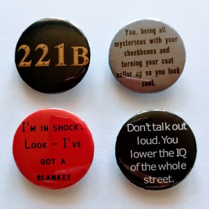 Sherlock TV Show Inspired Pinback Buttons