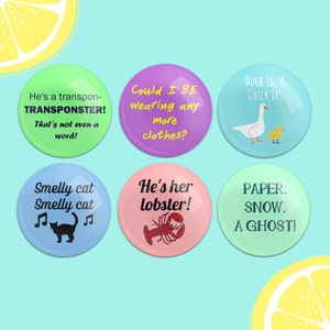 Rachel, Ross, Chandler, Monica, Joey, and Phoebe TV Pinback Buttons