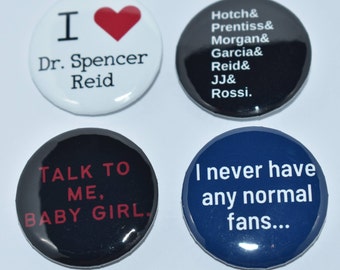 Spencer Reid, Derek Morgan, Criminal Pinback Buttons