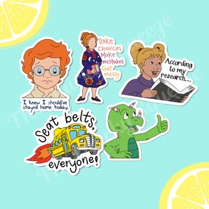 Autobus szkolny, naklejki winylowe wodoodporne inspirowane Miss Frizzle