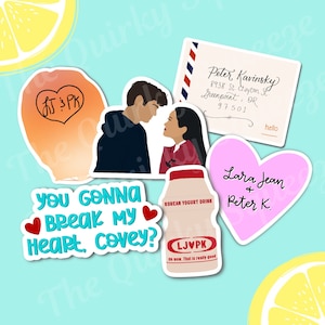 All The Boys Movie Inspired Vinyl Waterproof Stickers, Love Stickers, Peter and Lara Jean Stickers, YA novel stickers, TATBILB