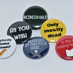 The Princess Bride Movie Inspired Pinback Buttons