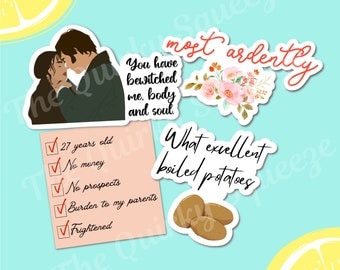 Pride and Prejudice, Jane Austen Inspired Waterproof Vinyl Stickers