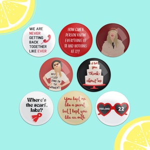 TS Pins, Red Album Inspired Pin-back Buttons, Red TV, 22 Pins, Red Era Pins