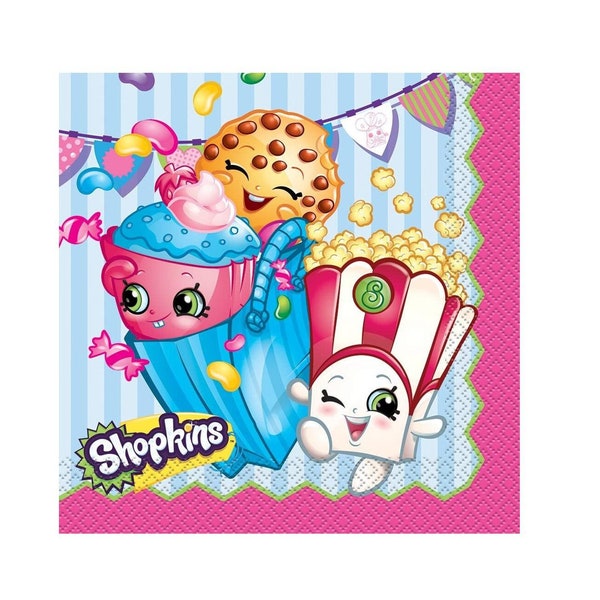 Shopkins  Beverage Napkins Serviettes 32 Total Napkins