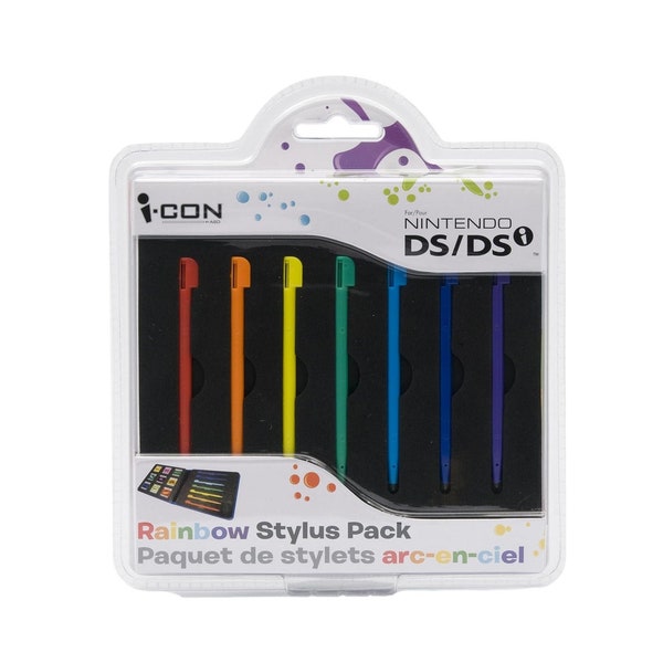 Nintendo  DS/DSi  Rainbow Stylus Pack & Travel Game Case  I-CON Hold's 9 -NEW