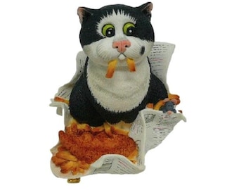 Comic And Curious Cats  Figurine Fish And Chips Mint In box