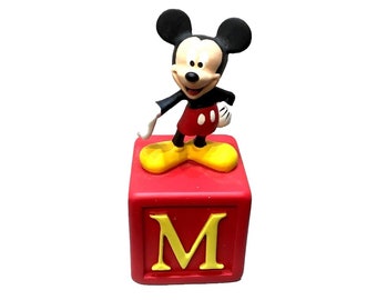 Mickey Mouse Disney Figurine Grolier Alphabet Fun Blocks Letter M Mint In Unopened Box