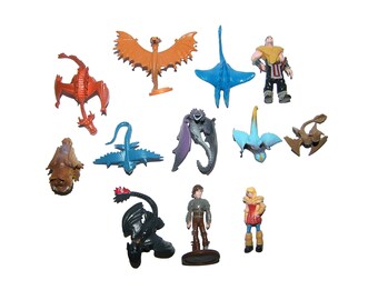How to Train Your Dragon Birthday Cake Toppers 10 New Rubber Toy Figures Party Favor Cupcake Toppers