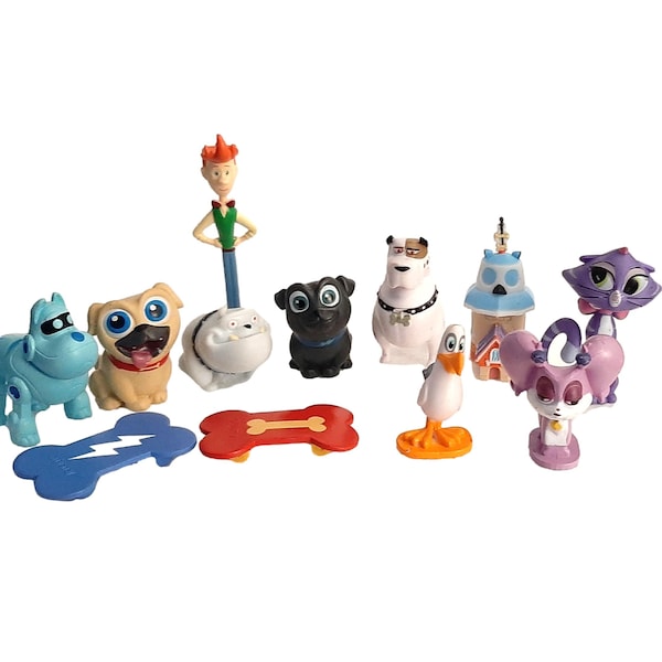 Puppy Dog Pals  Birthday Cake Toppers 12 New Rubber Toy Figures Party Favor Cupcake Toppers