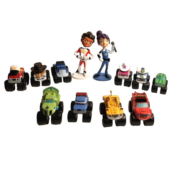Blaze and The Monster Machines Birthday Cake Toppers 12 New Rubber Toy Figures Party Favor Cupcake Toppers