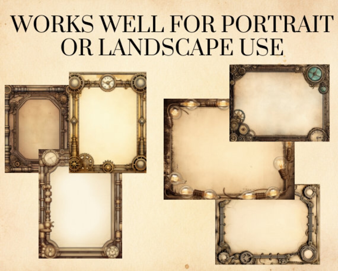 Steampunk Printable Journal Paper, Stationery, Scrapbooking, Digital ...