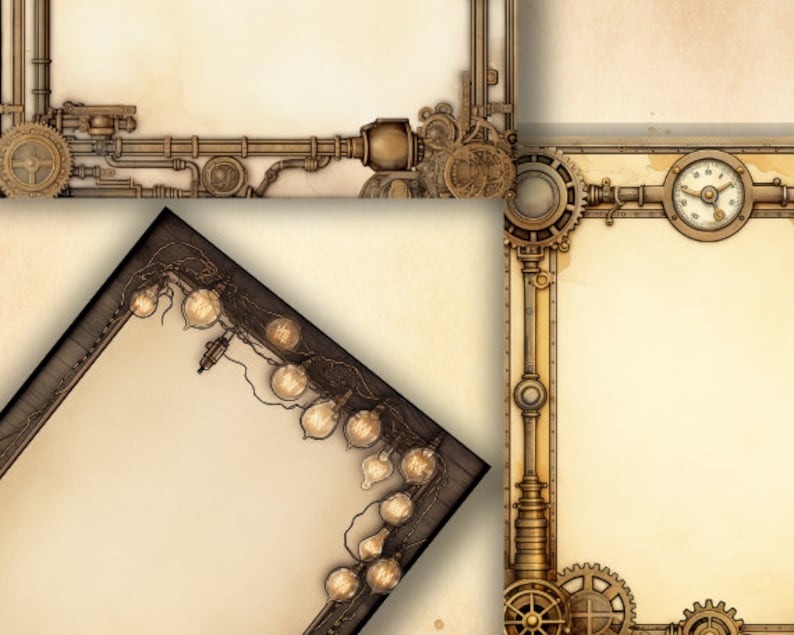 Steampunk Printable Journal Paper, Stationery, Scrapbooking, Digital ...
