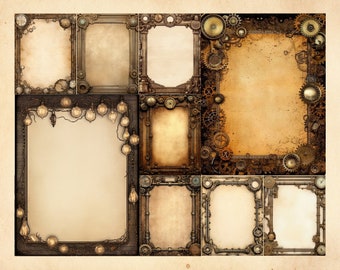 Steampunk Printable Journal Paper, Stationery, Scrapbooking, Digital Download, 27 Sheets, Digital Collage Pages, Antique Vintage Craft Paper