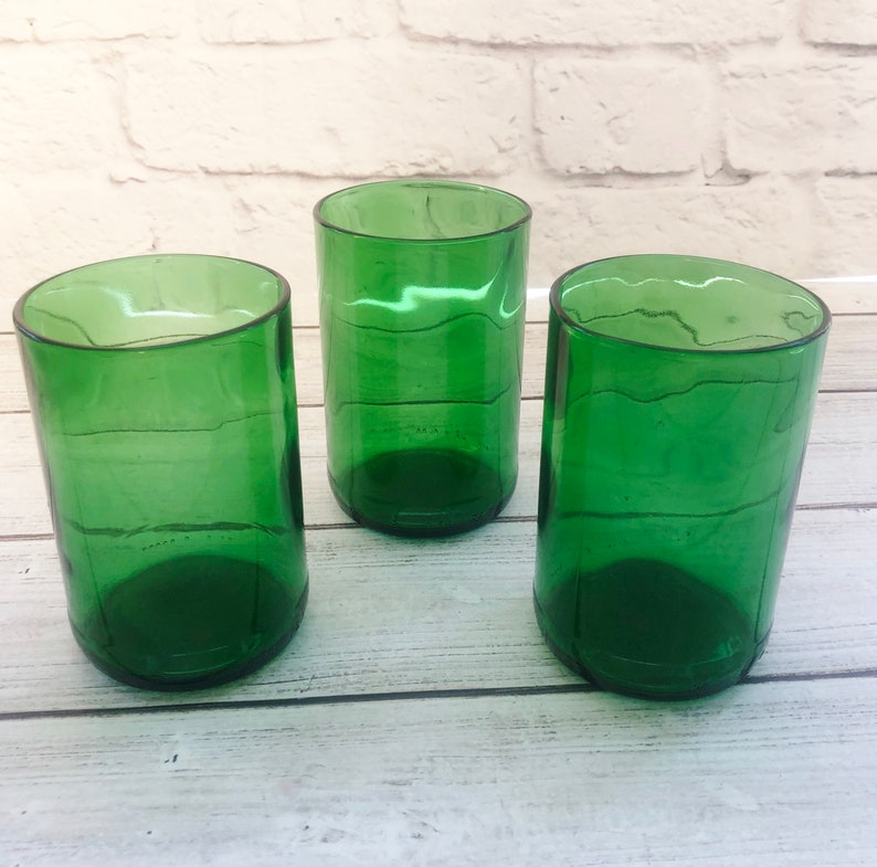 Vintage Wheaton Green Glass Tumbler 0.75L Set of 3 Rare Etsy