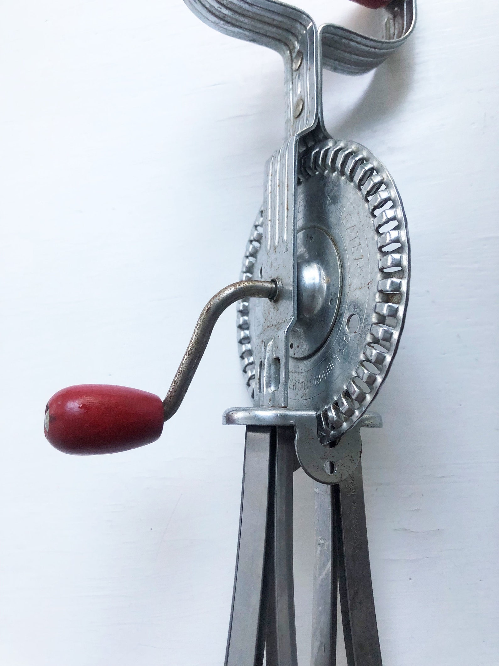 Vintage A & J Ekco High Speed Beater Hand Mixer Red Wooden Etsy