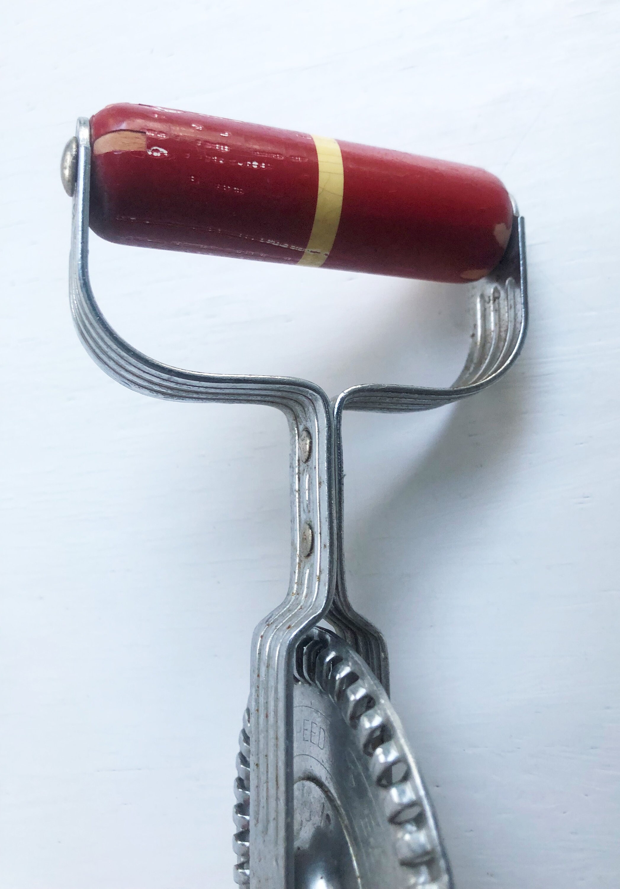 Vintage A & J Ekco High Speed Beater Hand Mixer Red Wooden Etsy
