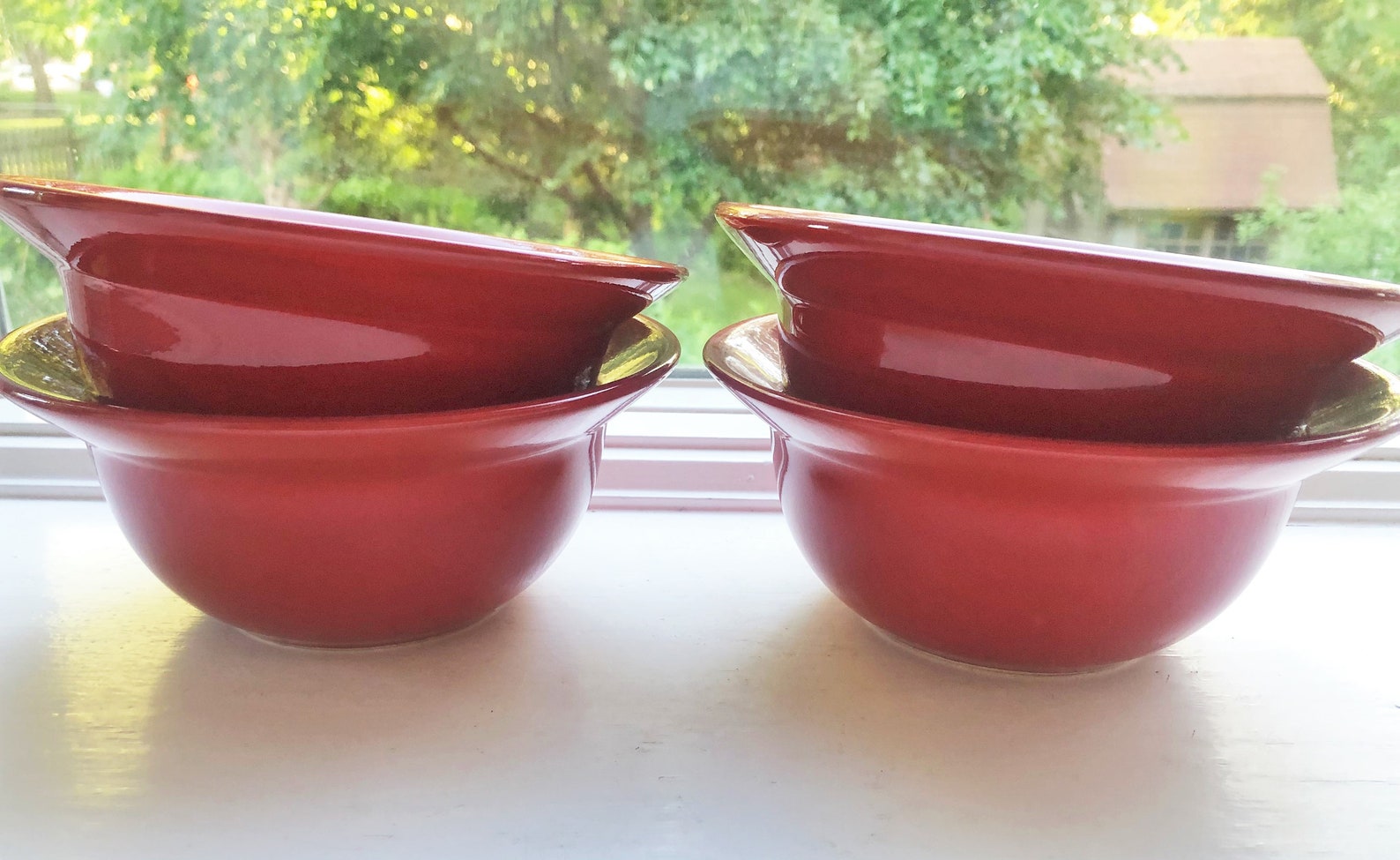 Vintage Pier 1 Earthenware Red Cereal Bowls Spain Etsy