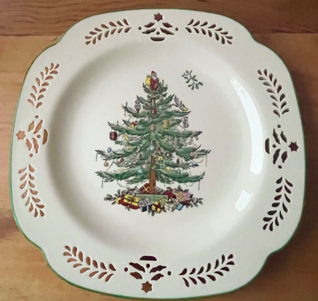 Spode Christmas Tree Serving Plate With Cut Out Garland Trim Etsy UK