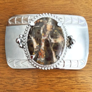 Vintage Belt Buckle with Agate Stone Inlay