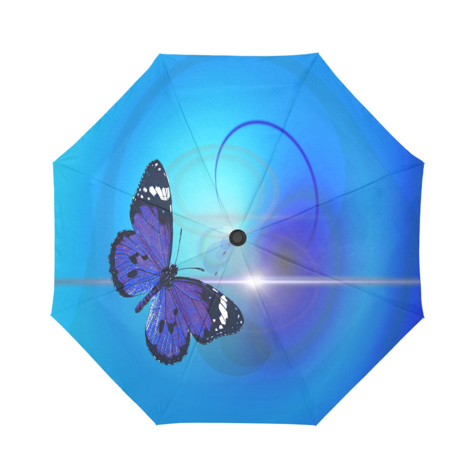 Antiuv Butterfly Electric Blue Automatic Foldable Umbrella Etsy