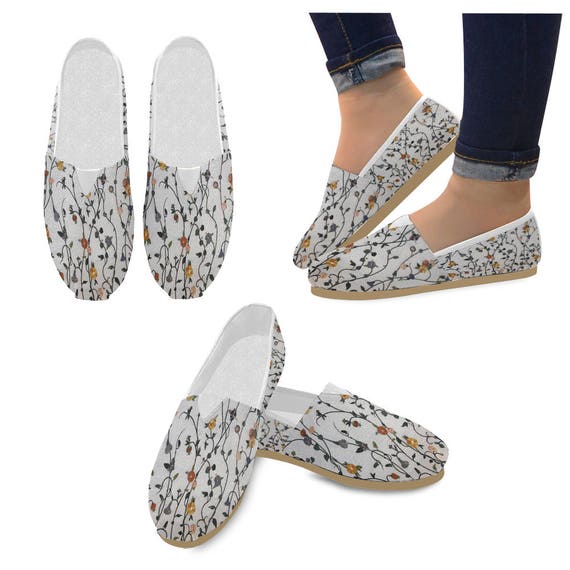 floral canvas slip on shoes