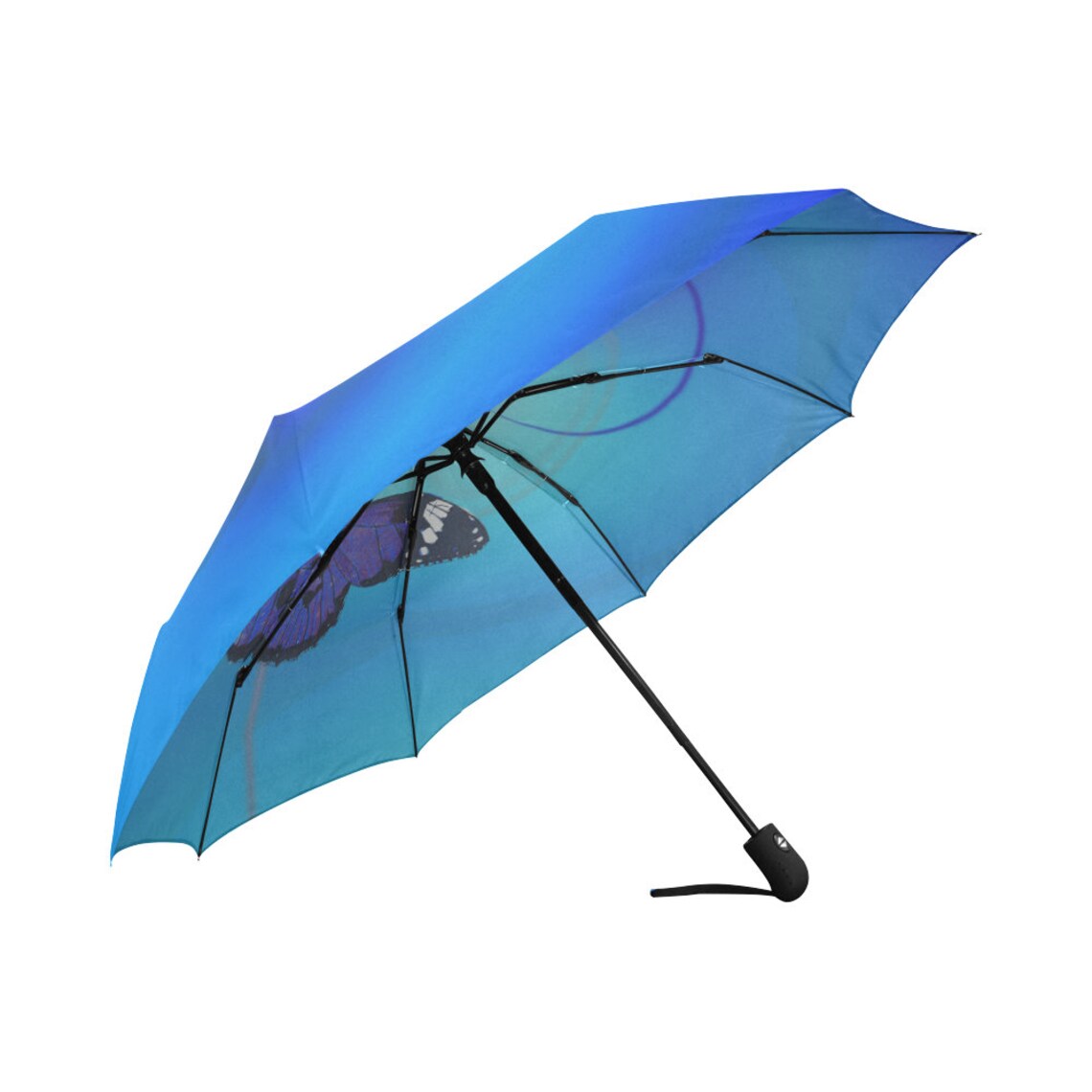 Antiuv Butterfly Electric Blue Automatic Foldable Umbrella Etsy