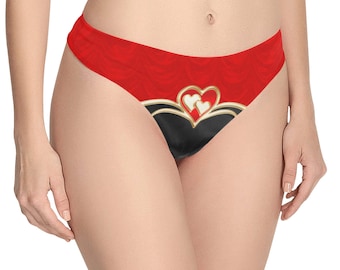 Underwear Women's Classic Thong, Golden Hearts (Model L5)