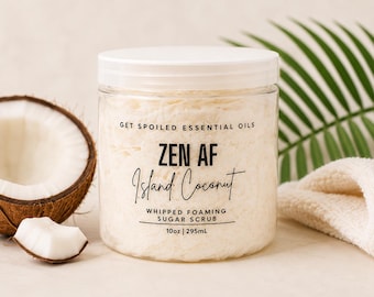 Island Coconut Sugar Scrub, Whipped Foaming Body Scrub, Tropical Spa Gift for Her