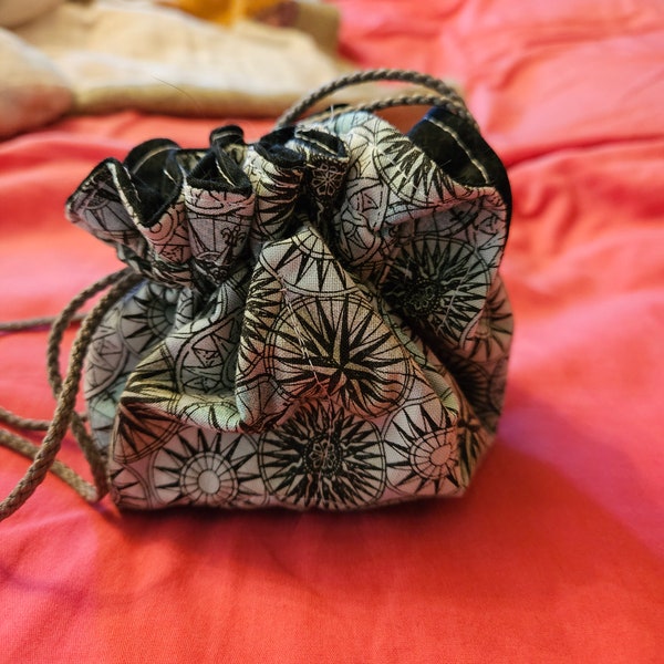 Drawstring Bag with Pockets (Patterns Vary)