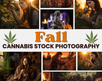 Cannabis Stock Photography - Mid Journey High Resolution Stock Photo Set - Fall - Croptober - Harvest - Ai Generated Cannabis Photography