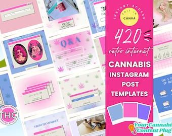 Pink Cannabis Social Media Customizable Canva Templates