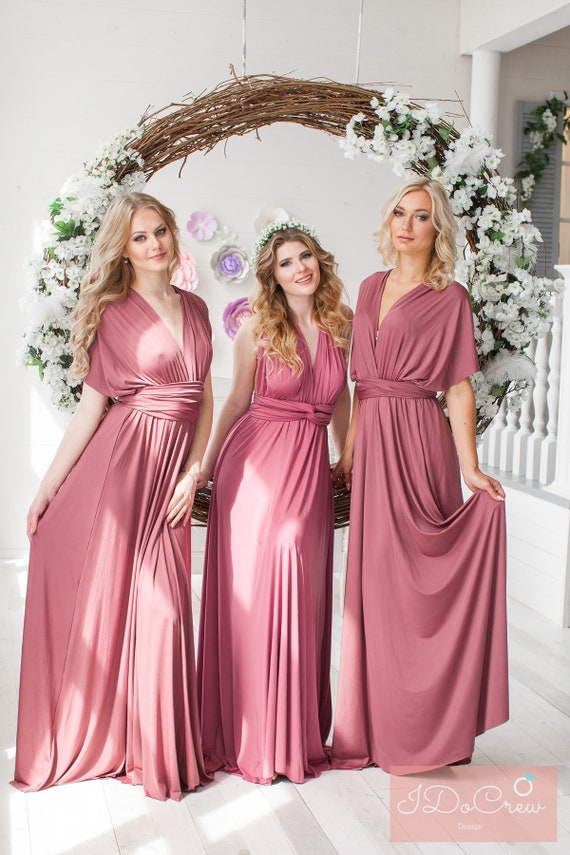 Dusty Rose  Bridesmaid  Dress  Infinity Dress  Floor Length 